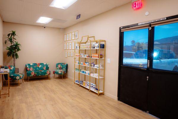 Step into the inviting lobby of Foothill Remedy Drugs, where comfort meets care. Your health is our priority.