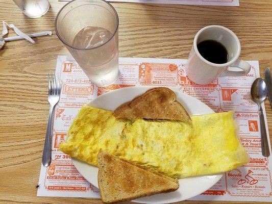 Western omelet with rye toast