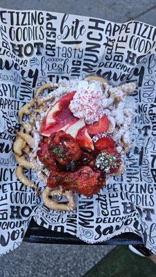 Strawberry Hot Wings, Strawberry Cheesecake Funnel Cake.