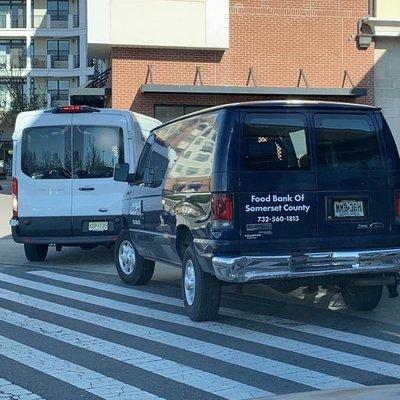 Vans to transport food.