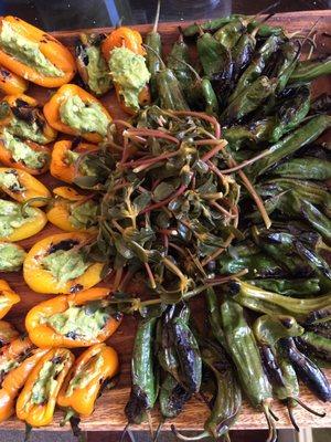 Seared and Stuffed Chiles with Pickled Purslane