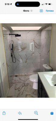 Tile installation in bathroom