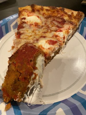 Slice of Eggplant Rollatini Pizza