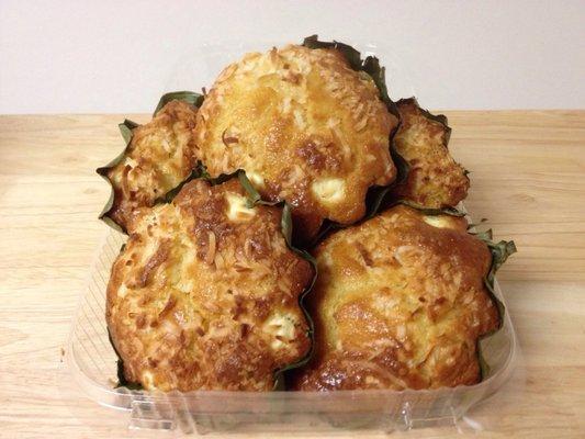 Bibingka (Sweet Filipino coconut cake with a slice of salted egg on top)