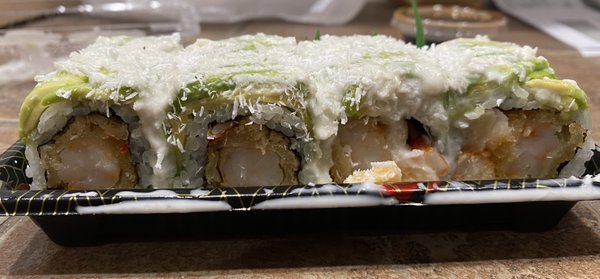 SR19 Coconut Shrimp Roll - small piece of lobster meat in it as well. I enjoyed this. 8 pieces.