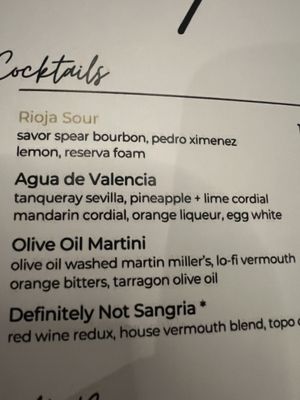 Part of the Cocktail menu