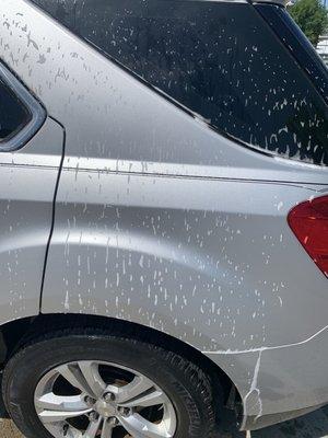 Soapy car after the car wash. I didn't even SEE a rinse cycle. And where is the car wash attendant ??