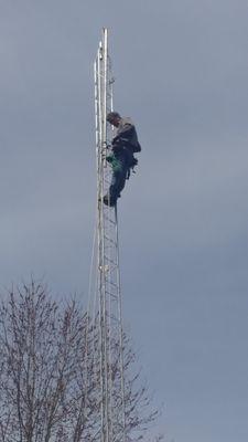 Installing 50' Rohn tower.