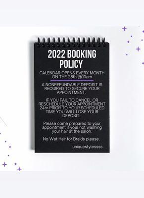 Booking policy.