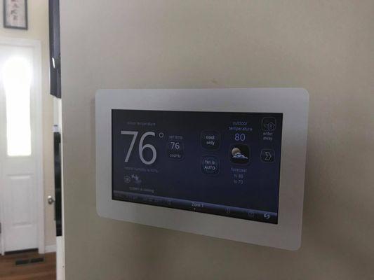 A comfort sync thermostat we install, you can control it from your phone.