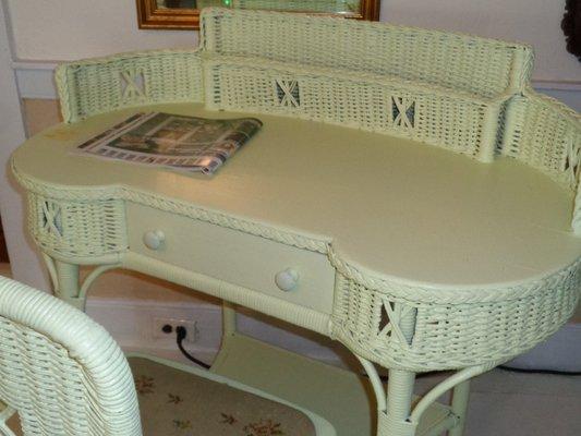 Wicker desk & chair.