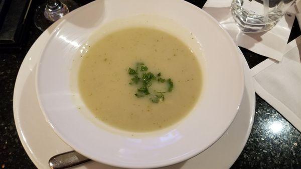 Potato Soup with chives and apple gastriques