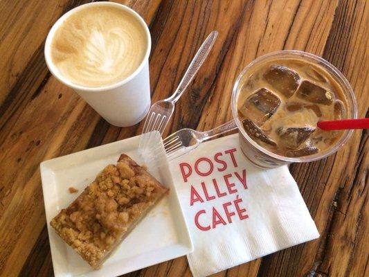 Vanilla latte, Apple pie and Hazelnut latte. Asked for apple pie to be reheated, turns out not that hot but IT'S OKAY! It still tastes good!