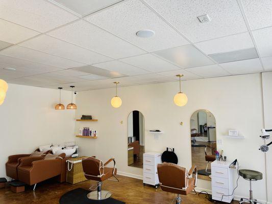 Additional lighting for a hair salon.