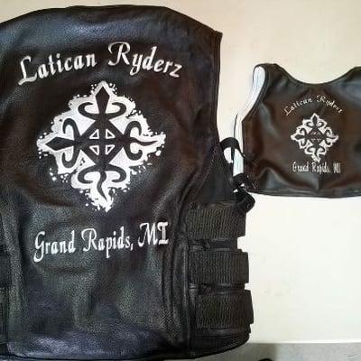 Sample of our Embroidery.....YES, we can embroidery on some leathers