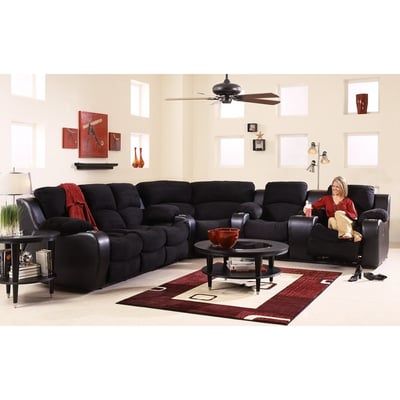 The perfect man cave sectional complete with storage and cupholders