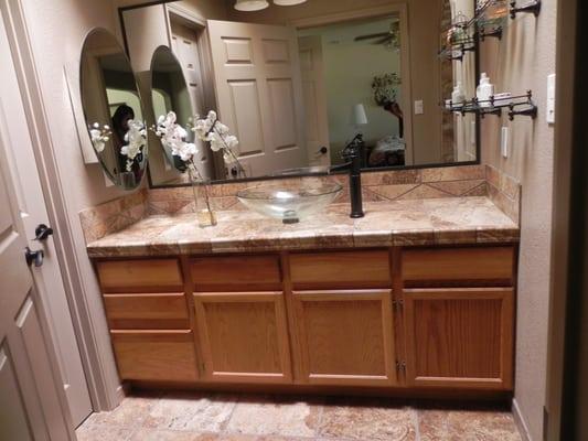 Bathroom Remodel w/ Porcelain Tile & Glass Vessel Sink