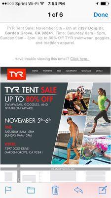 Tent Sale Nov 5/6 in Garden Grove.