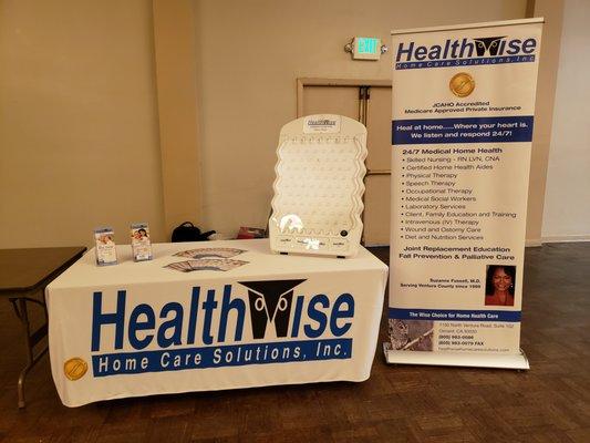 The Healthwise booth at the Oxnard LULAC, "Don't Mess with the Seniors" Health and Awareness Fair.