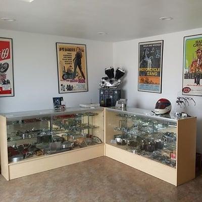 1 of our 3 show rooms filled with old Harley oem and chopper parts for your custom bike