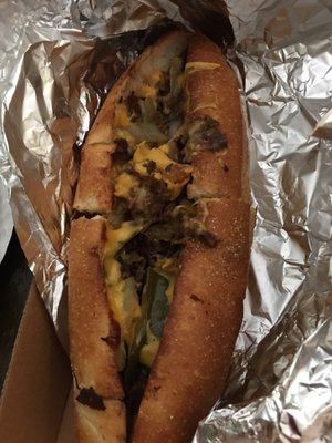 Philly Cheesesteak with Peppers and Onions Hero