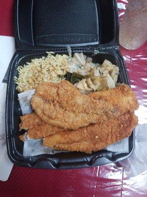 Catfish with Whiting and cabbage with rice