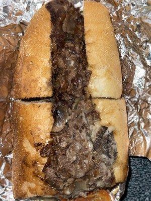 Cheesesteak w/Mayo, lettuce,tomato , extra grilled onions & sweet Peppers on the side. Too good for words. Yummy.