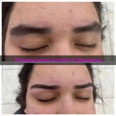 Eyebrow threading and tinting