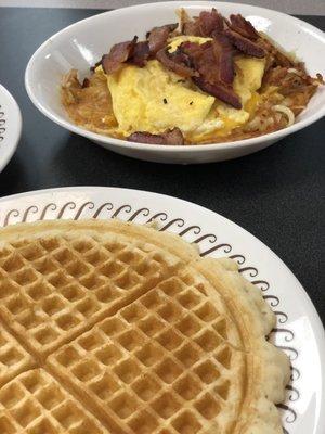 Bacon bowl and waffle