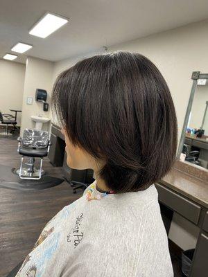 Curtain bang bob haircut