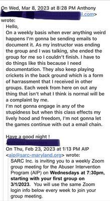 My complaint I sent by email to the SARC Aip Coordinator.