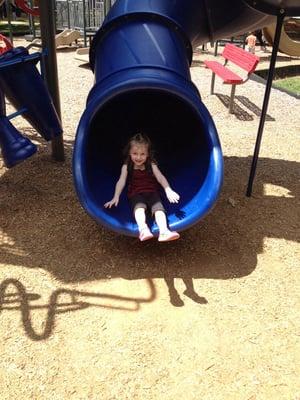 Fia on the tunnel slide