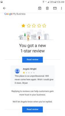 Angelo Wright will put a negative review on your business if you say something bad about Open Lot.