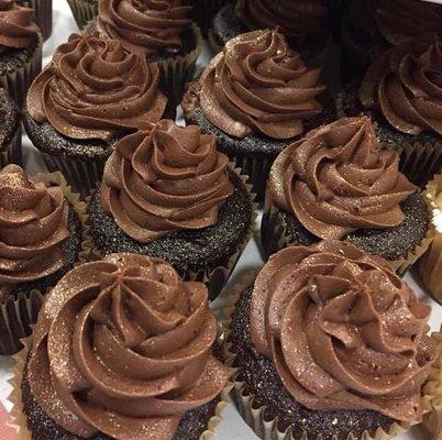 Double dark chocolate cupcakes with chocolate buttercream, moist and delicious. A fan favorite.