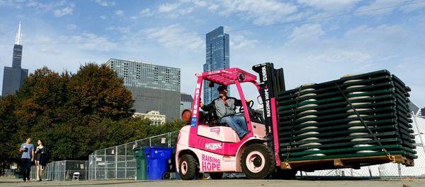 Raising awareness for breast cancer with our customized Clark forklifts