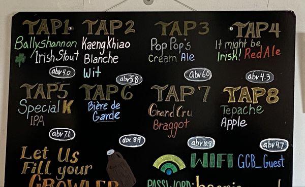 Tap list.