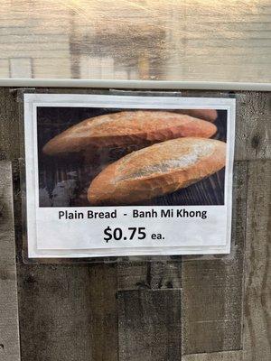 Updated price of plain bread