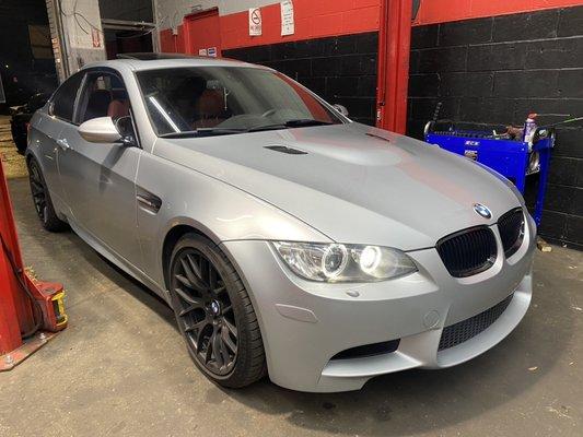 Bmw IN FOR Spark Plugs, Rear Brake Shoes & Muffler Install