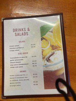 Salads- Side orders - Drinks