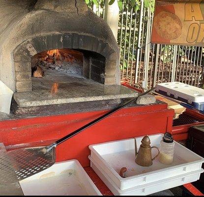 Firewood oven where Jiva makes the pizza