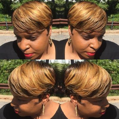 This is a natural blow out style that has also been colored and cut.