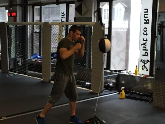 Double end bag to get punching combinations tight! Timing and head movement are a must!