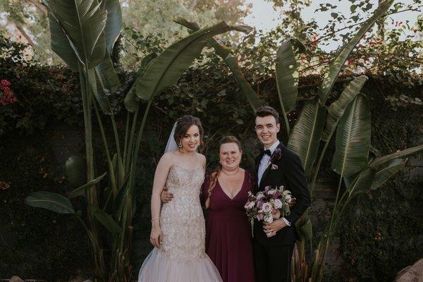 Me at Calamigos Los Angeles with the bride and groom, shot by Christy.