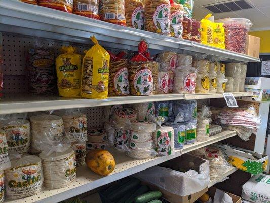 Various Mexican grocery items.