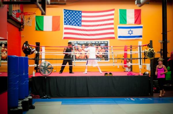 One on one mitts session with our boxing trainer.