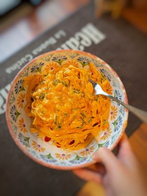 Zuchinni pasta with shrimp