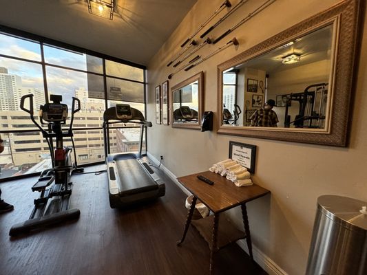 Fitness room with a view