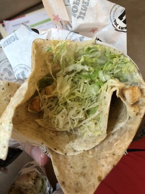 Warm chicken caesar wrap, add bacon... except they forgot the chicken and the bacon... and the warm