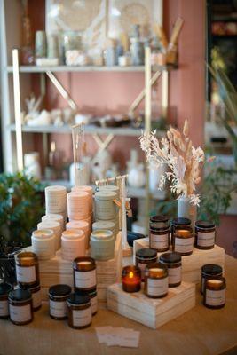 We offer carefully curated small gifts, candles and home decor items.