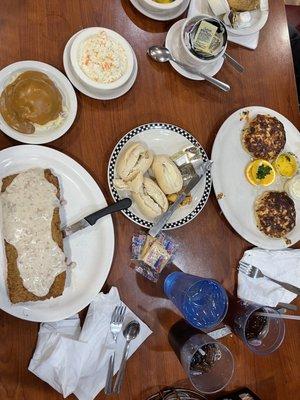 2 crab cakes and the country fried steak.  There is so much else to try and we will be back!